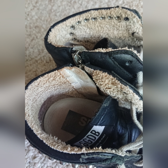 Golden Goose Slide Mid-Top Leather Stud Sneakers in Black size 38 - Picture 14 of 16